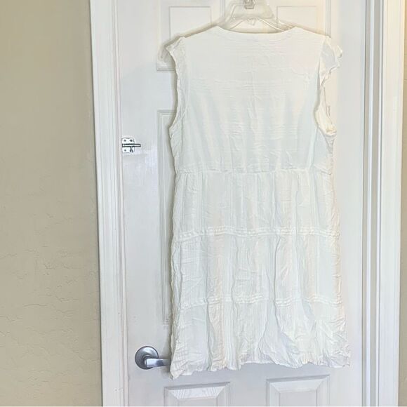 Maurice’s White Crochet V Neck Mini Dress Size Large - Picture 5 of 11